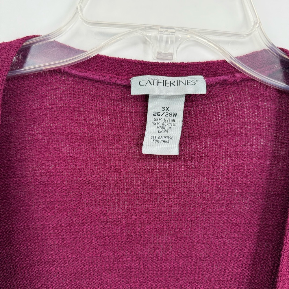 Catherines Open Front Cardigan Sweater Size 3X Short Sleeves Purple Cutouts - Picture 7 of 9